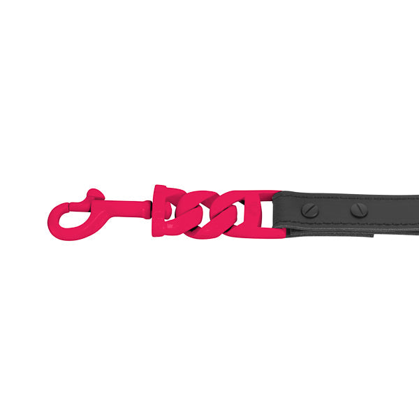 THE BUBBLEGUM Dog Leash - Pink Cuban Link XL Premium Leather Handle