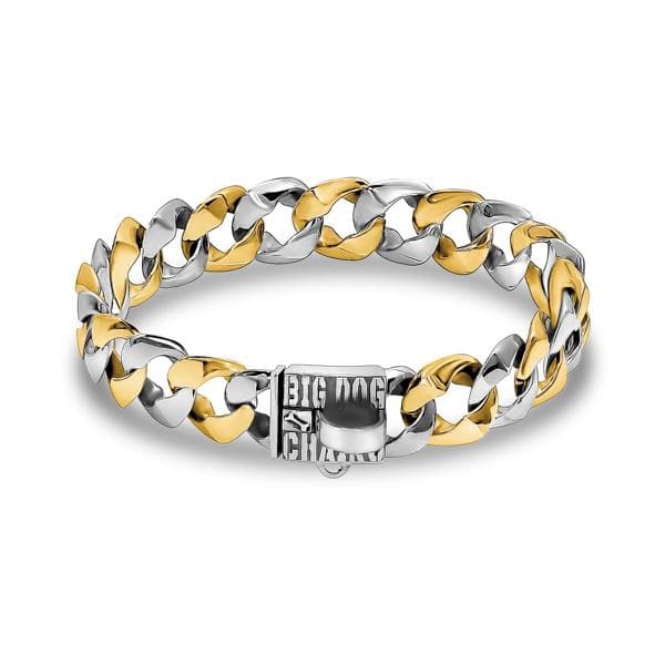 THE CAPONE Two Tone Gold Dog Collar Cuban Link Large Dogs BIG