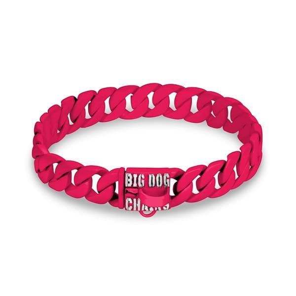 THE_CUBANA_Pink_Dog_Collar_for__Large_and_Strong_Dogs_like_Pit_Bull_Doberman_Rotteweiler_English_Bulldog_and_More_Cuban_Link_Unique_Pink_Finish_with_Custom_FItted_Design_That_is_Super_Strong_BIG_DOG_CHAINS