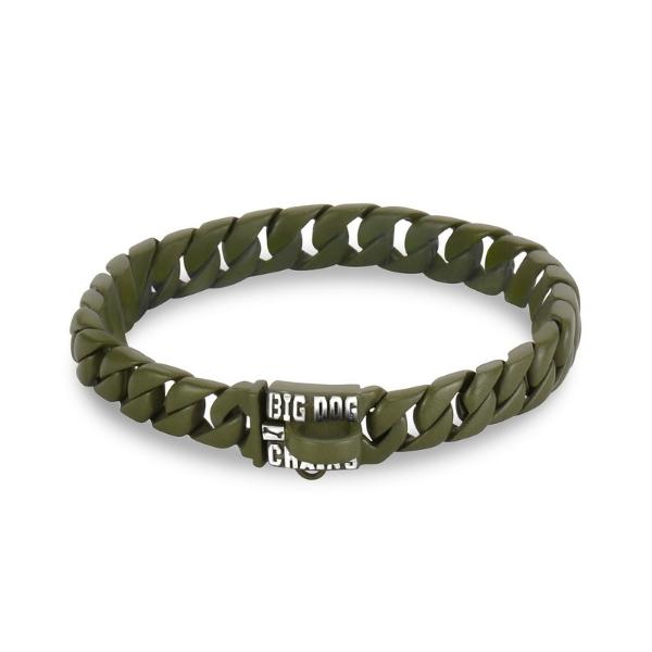 The Sergeant 0.75 Inch Military Green Olive Drab Cuban Link Dog Collar for Small Dogs 7-14 Inch Neck 12-30 Lbs Premium Quality - BIG DOG CHAINS®