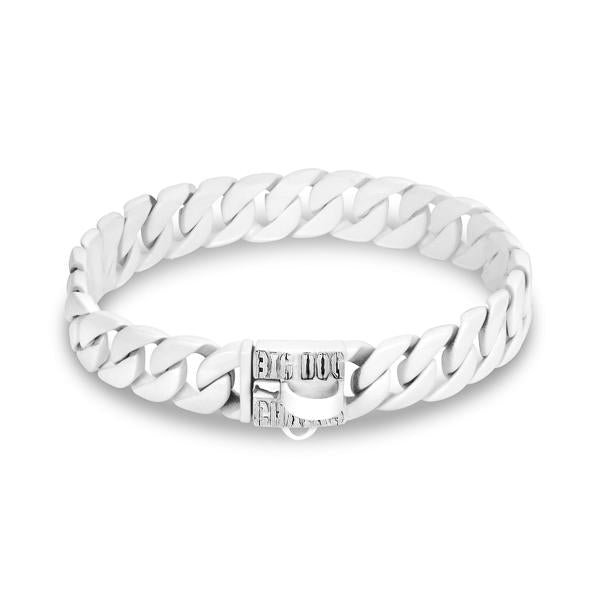 The Havana 1 Inch Arctic White Cuban Link Dog Collar for Medium to Large Dogs 14-30 Inch Neck Premium Quality - BIG DOG CHAINS®