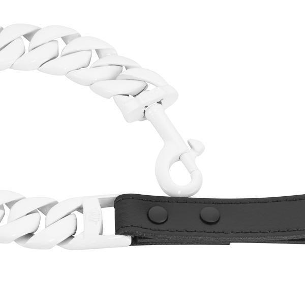 The Havana Leash Arctic White Cuban Link Lead Strong Stainless Steel Custom Leash for Pit Bull XL Bully Doberman Rottweiler Cane Corso - BIG DOG CHAINS®