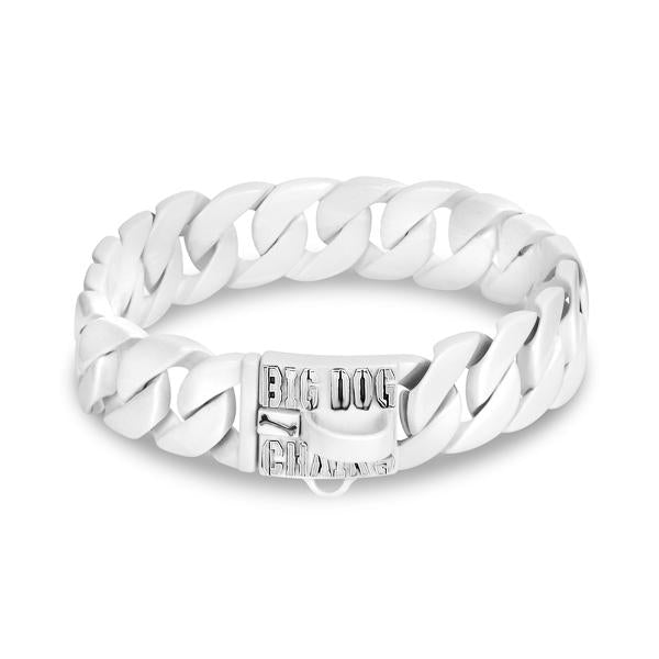 The Yeti 1.75 Inch Arctic White Cuban Link XXL Dog Collar with Glow In The Dark for Bull Mastiff XL Bully Cane Corso Premium Quality - BIG DOG CHAINS®