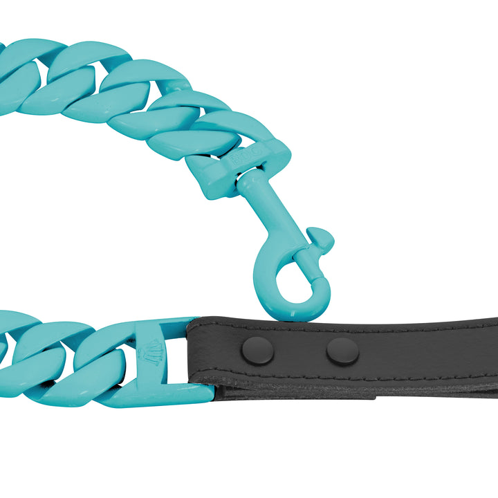 Monaco Dog Leash Blue Turquoise Cuban Link Premium - BIG DOG CHAINS®