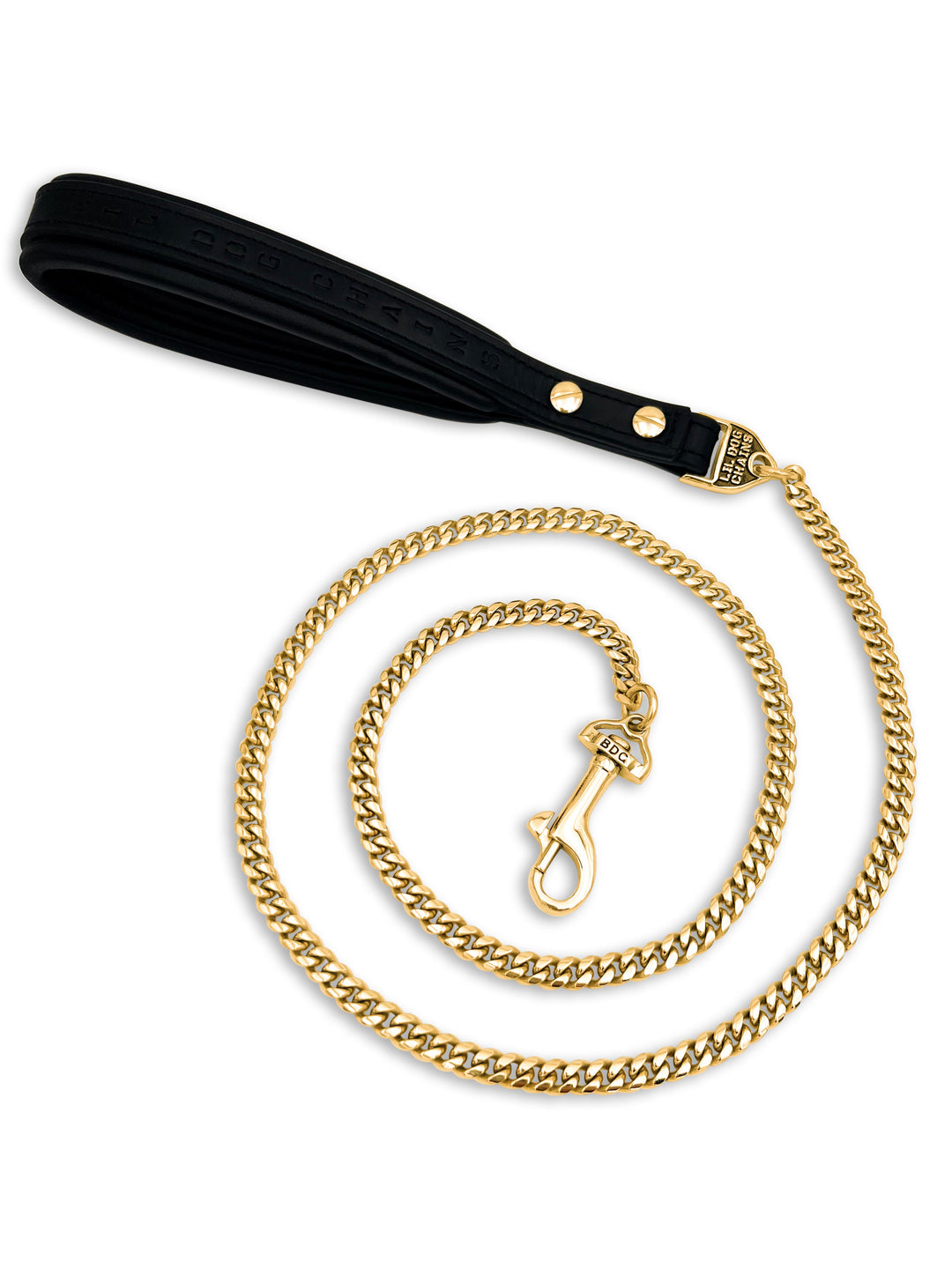 CUBANITO dog leash featuring luxury gold Cuban link design for XSmall dogs - BIG DOG CHAINS® gold luxury dog leash collection