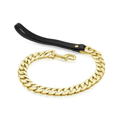 Cuban Link Dog Leash Gold Luxury Leash for Strong Dogs matches the Big Dog Chains Gold Cuban Dog Collar - BIG DOG CHAINS