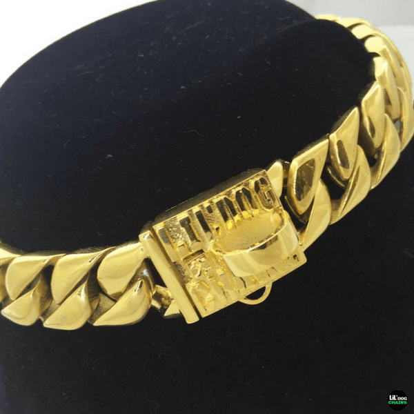 Miami Gold Dog Collar for small dogs stainless steel custom gold dog collars - LIL DOG CHAINS - 6