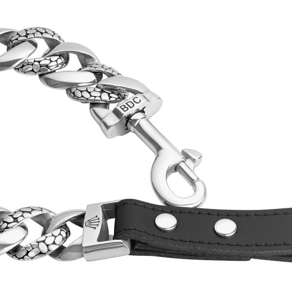 ROCKY_Leash_Unique_Stainless_Steel_Rock_Inlay_Design_Custom_Links_Super_Strong_and_Functional_Guaranteed_for_Life_Using_Premium_Leather_Handle_BIG_DOG_CHAINS 2