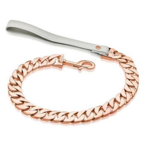 Rose Gold Cuban Link Leash and Luxury Lead for Strong Dogs - BIG DOG CHAINS