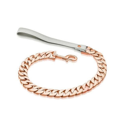 Rose Gold Cuban Link Leash and Luxury Lead for Strong Dogs - BIG DOG CHAINS