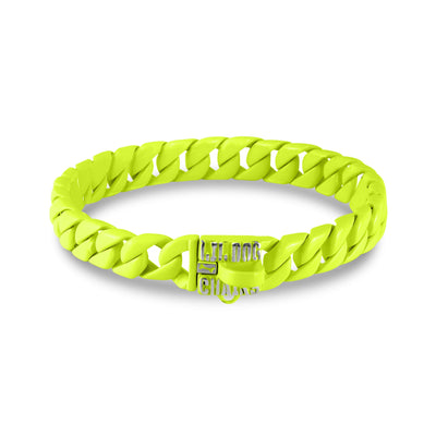 THE Highlighter neon yellow dog collar, cuban style.