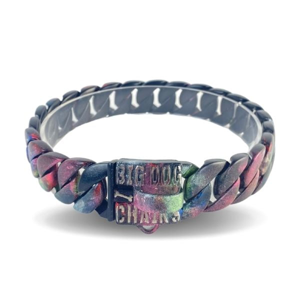 The Joker Multi-Color Cuban Link Dog Collar with Unique 3-Color Artistic Finish Available in 1 Inch 1.25 Inch 1.75 Inch Widths - BIG DOG CHAINS®