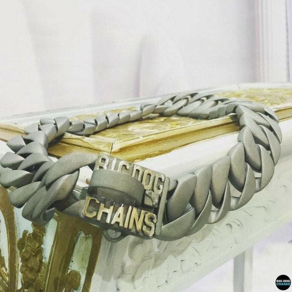 Unique large dog collar with matte finish in stainless steel and custom fitted - LONE STAR - BIG DOG CHAINS